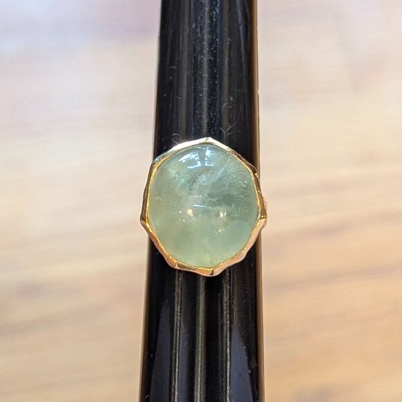 RING 18 ct Natural Prehnite 925 Size 8 - Picture 8 of 8